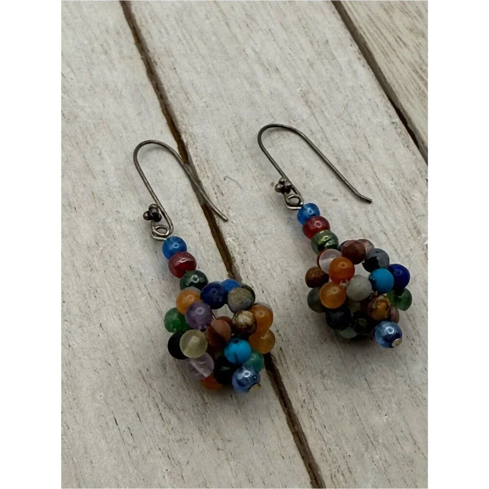 Multicolor Beaded Cluster Drop Earrings - Women Jewelry